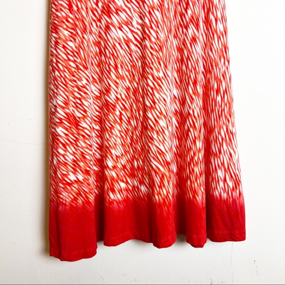 Athleta Animal Print Sleeveless Knit Dress, Size Large - Orange/White - Picture 3 of 12